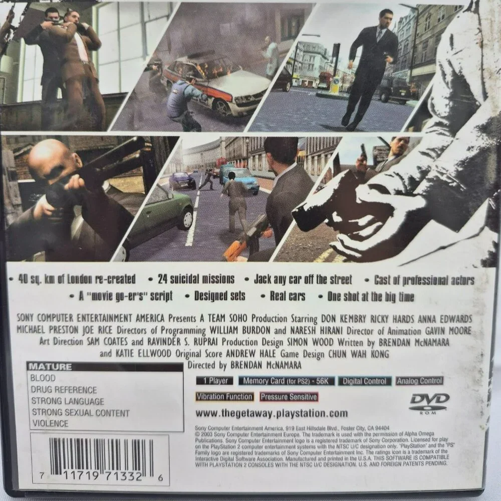 Sony PS2 The Getaway PlayStation 2 Game Complete With Case & Manual